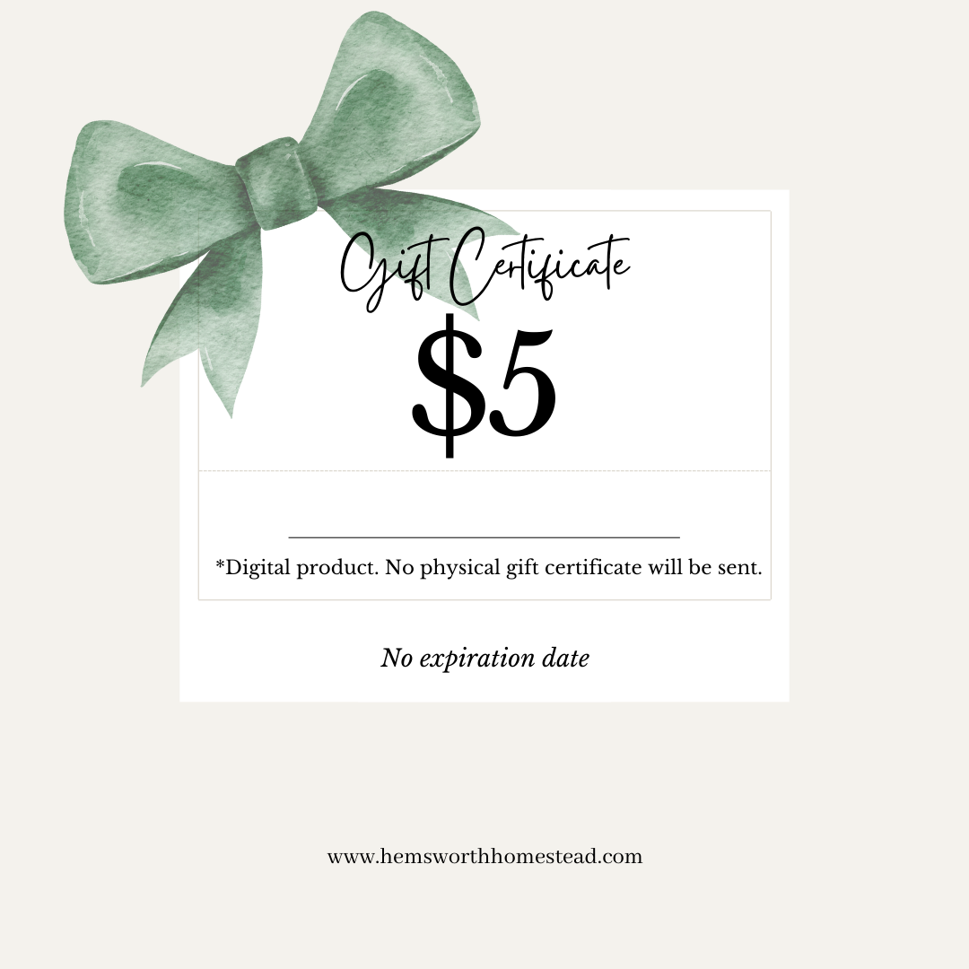 Hemsworth Homestead Gift Certificate