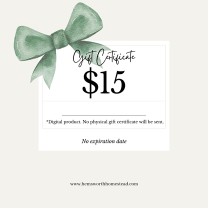 Hemsworth Homestead Gift Certificate