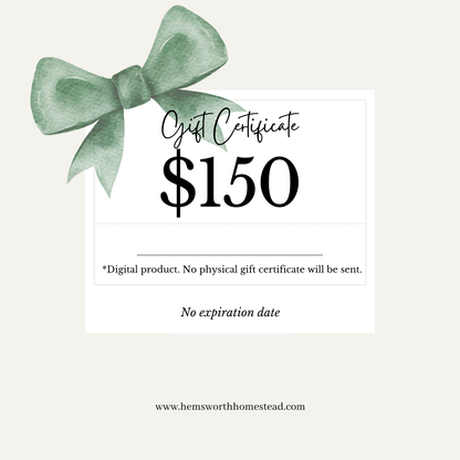 Hemsworth Homestead Gift Certificate