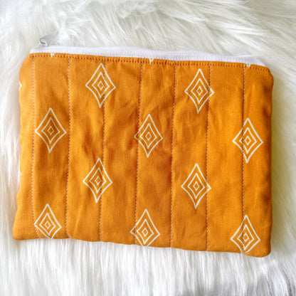 Orange Diamond Zipper Pouch