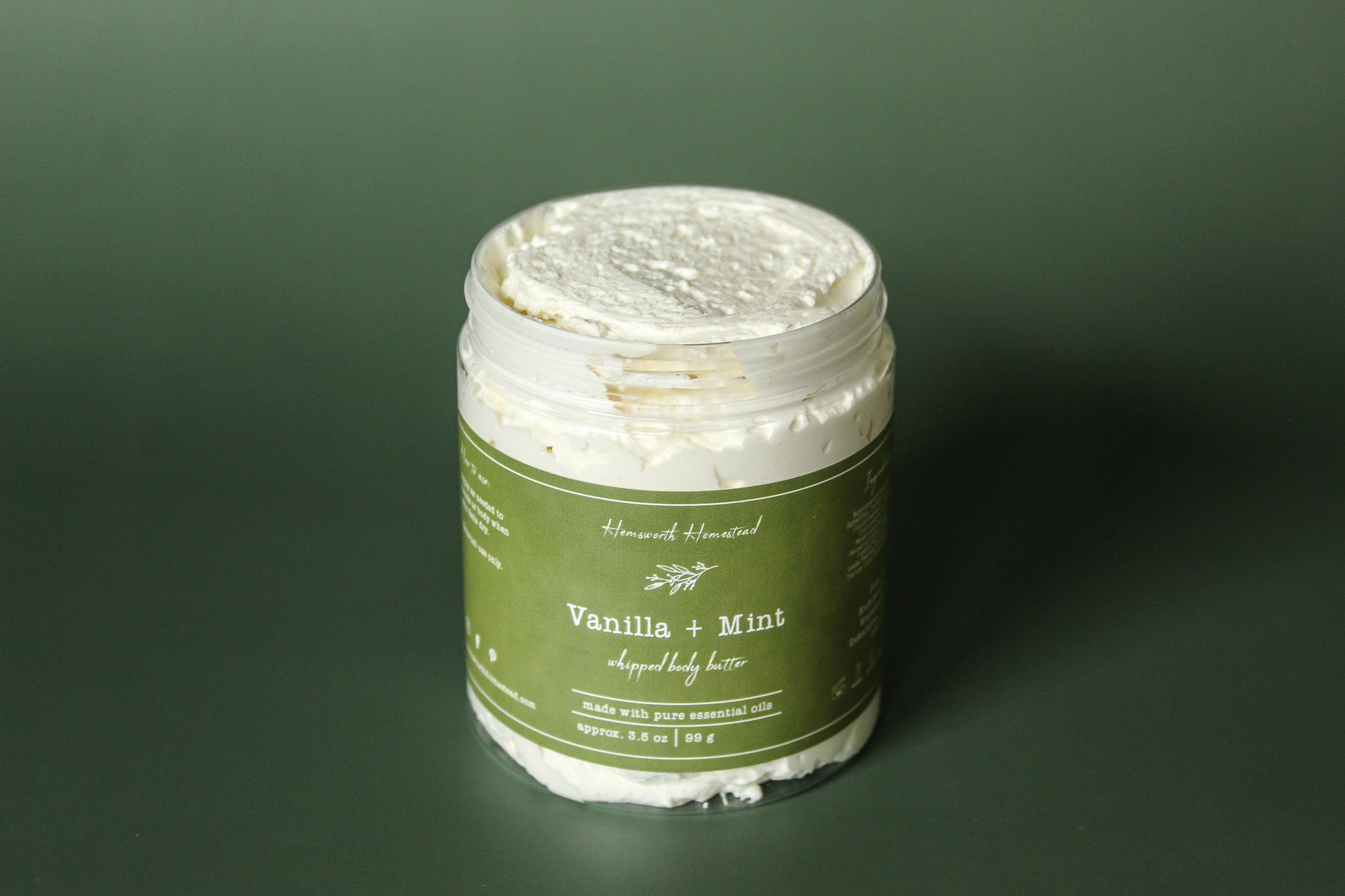 Whipped Body Butter Infused with Peppermint Vanilla and Green Tea
